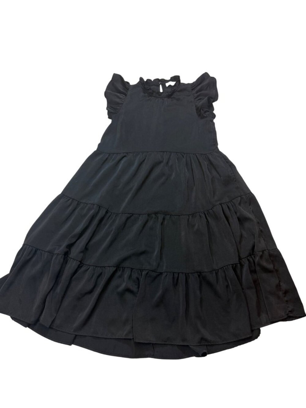 Pinch Black Ruffled Tiered Midi Dress With Sleeveless Design Size M (LL250)